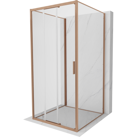Mexen Exo-3S 3S kabina prysznicowa 3-ścienna rozsuwana 100 x 100 cm, transparent, miedź szczotkowana - 8153-100-100-65-00-3S