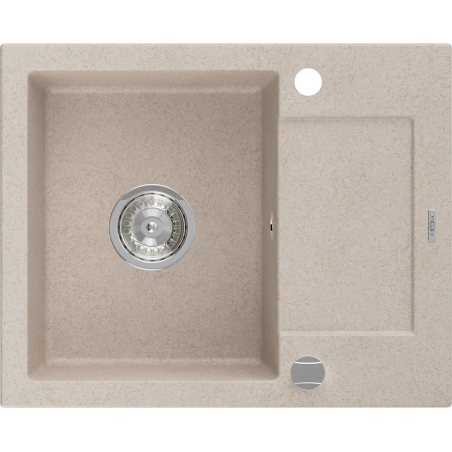 Mexen Enzo zlewozmywak granitowy 1-komorowy z ociekaczem 576 x 465 mm, piaskowy, syfon chrom - 6506571005-29