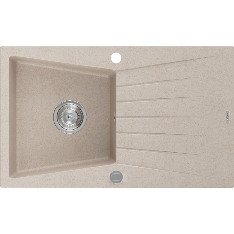 Mexen Cesar zlewozmywak granitowy 1-komorowy z ociekaczem 775 x 470 mm, piaskowy, syfon chrom - 6514771010-29
