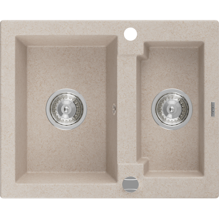 Mexen Carlos zlewozmywak granitowy 1,5-komorowy 582 x 475 mm, piaskowy, syfon chrom - 6518581500-29