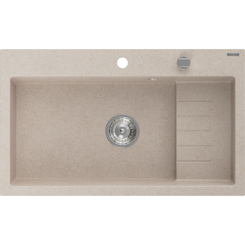 Mexen Omar zlewozmywak granitowy 1-komorowy 800 x 480 mm, piaskowy, syfon chrom - 6520801005-29
