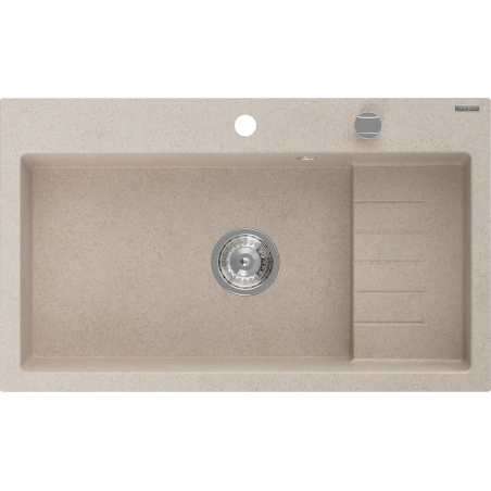 Mexen Omar zlewozmywak granitowy 1-komorowy 800 x 480 mm, piaskowy, syfon chrom - 6520801005-29