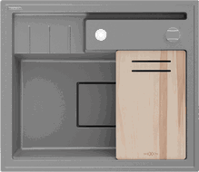 Mexen Agier zlewozmywak granitowy 1-komorowy z deską 600 x 520 mm, szary, syfon chrom - 6524601000-71