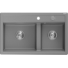 Mexen Triton zlewozmywak granitowy 2-komorowy z deską 800 x 495 mm, szary, syfon chrom - 6531802000-71
