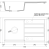 Mexen Petros zlewozmywak granitowy 1-komorowy z ociekaczem i deską 750 x 435 mm, beżowy, syfon chrom - 6529751005-69