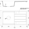 Mexen Petros zlewozmywak granitowy 1-komorowy z ociekaczem i deską 750 x 435 mm, szary, syfon chrom - 6529751005-71