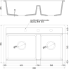 Mexen Triton zlewozmywak granitowy 2-komorowy z deską 800 x 495 mm, biały, syfon chrom - 6531802000-20
