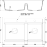 Mexen Triton zlewozmywak granitowy 2-komorowy z deską 800 x 495 mm, czarny, syfon chrom - 6531802000-77