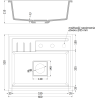 Mexen Agier zlewozmywak granitowy 1-komorowy z deską 600 x 520 mm, czarny, syfon chrom - 6524601000-77