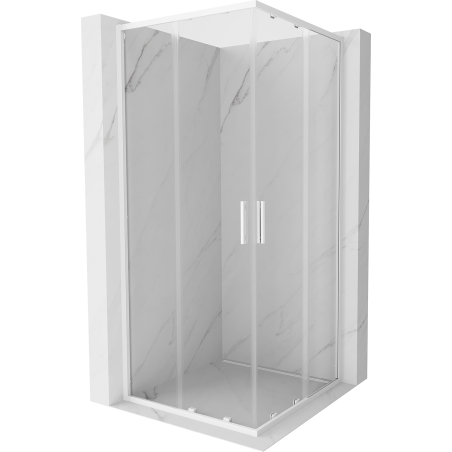 Mexen Exo-S Duo kabina prysznicowa kwadratowa rozsuwana 85 x 85 cm, transparent, biała - 8111-085-085-20-00