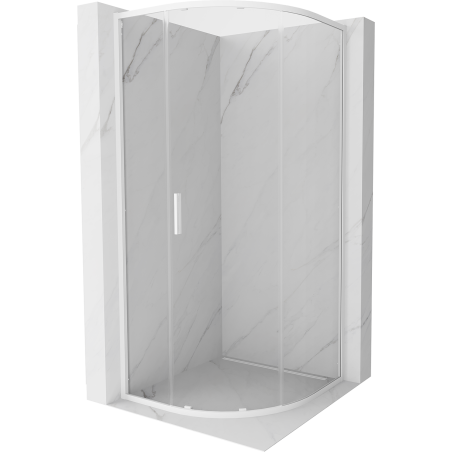 Mexen Exo-S kabina prysznicowa półokrągła rozsuwana 80 x 80 cm, transparent, biała - 8131-080-080-20-00