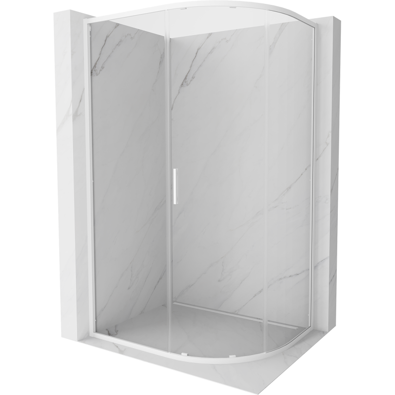 Mexen Exo-S kabina prysznicowa półokrągła rozsuwana 90 x 80 cm, transparent, biała - 8131-090-080-20-00