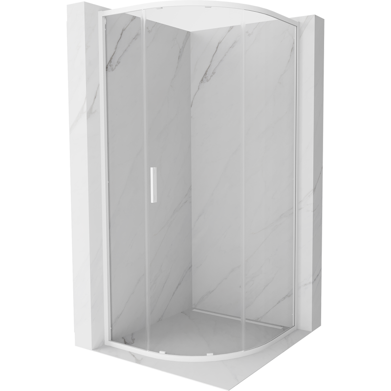 Mexen Exo-S kabina prysznicowa półokrągła rozsuwana 90 x 90 cm, transparent, biała - 8131-090-090-20-00