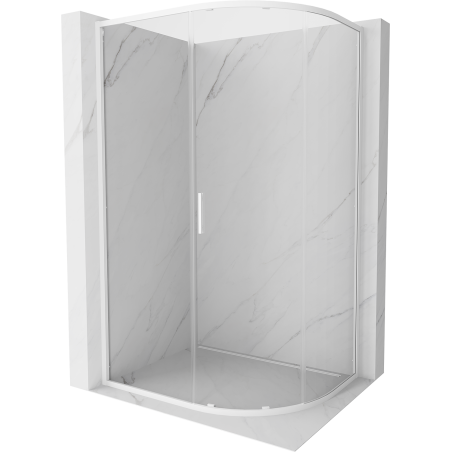 Mexen Exo-S kabina prysznicowa półokrągła rozsuwana 100 x 90 cm, transparent, biała - 8131-100-090-20-00