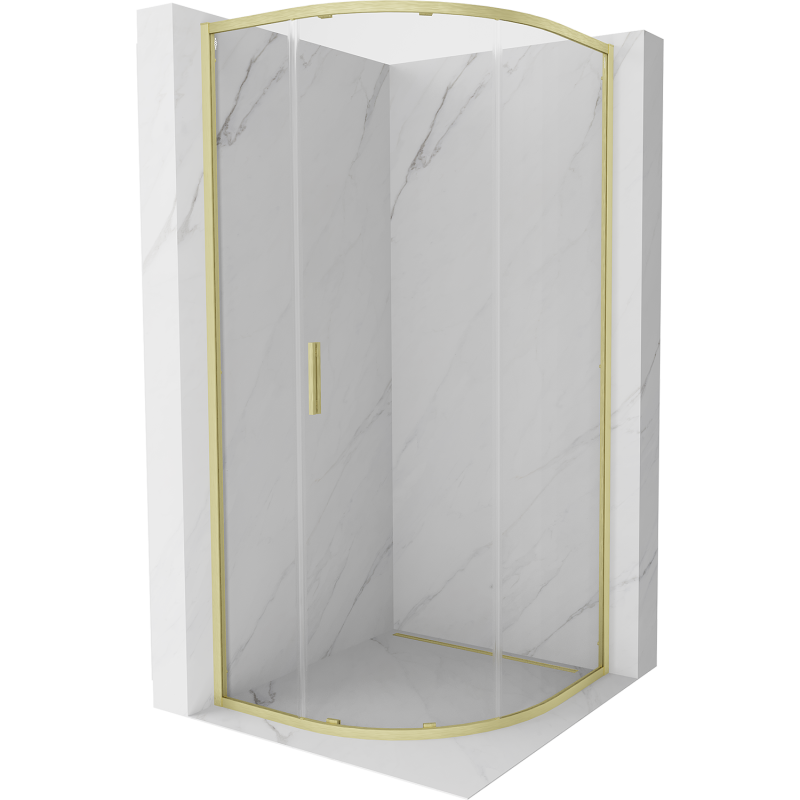 Mexen Exo-S kabina prysznicowa półokrągła rozsuwana 80 x 80 cm, transparent, złota szczotkowana - 8131-080-080-55-00