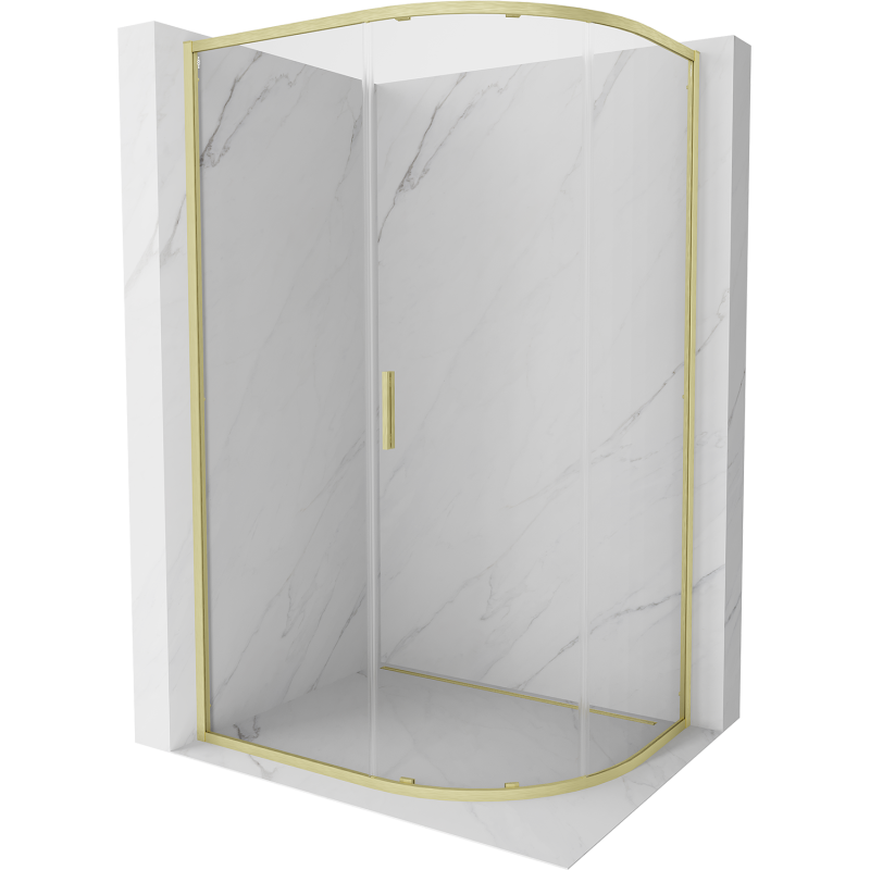 Mexen Exo-S kabina prysznicowa półokrągła rozsuwana 120 x 80 cm, transparent, złota szczotkowana - 8131-120-080-55-00
