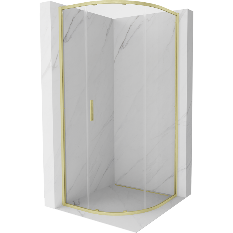 Mexen Exo-S kabina prysznicowa półokrągła rozsuwana 90 x 90 cm, transparent, złota szczotkowana - 8131-090-090-55-00