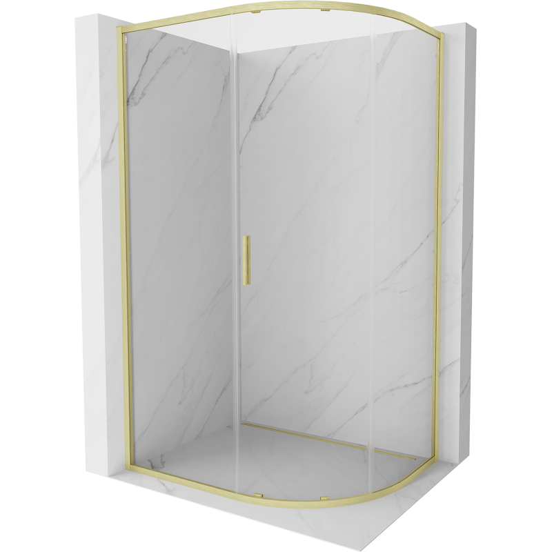 Mexen Exo-S kabina prysznicowa półokrągła rozsuwana 100 x 90 cm, transparent, złota szczotkowana - 8131-100-090-55-00