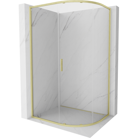 Mexen Exo-S kabina prysznicowa półokrągła rozsuwana 120 x 90 cm, transparent, złota szczotkowana - 8131-120-090-55-00