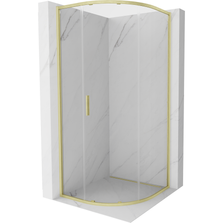 Mexen Exo-S kabina prysznicowa półokrągła rozsuwana 100 x 100 cm, transparent, złota szczotkowana - 8131-100-100-55-00