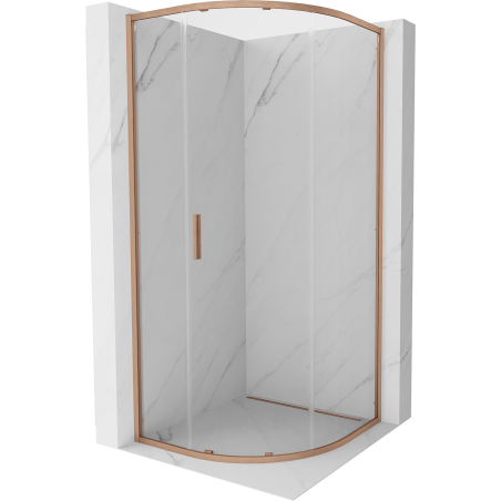 Mexen Exo-S kabina prysznicowa półokrągła rozsuwana 70 x 70 cm, transparent, miedź szczotkowana - 8131-070-070-65-00