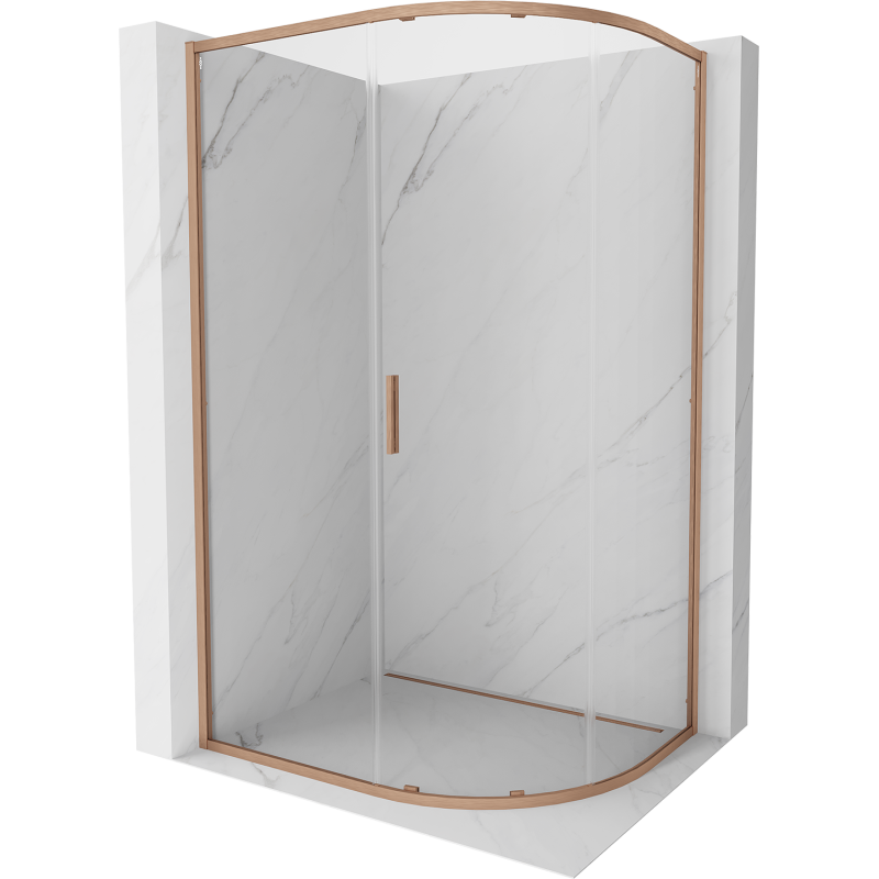 Mexen Exo-S kabina prysznicowa półokrągła rozsuwana 90 x 80 cm, transparent, miedź szczotkowana - 8131-090-080-65-00
