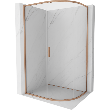 Mexen Exo-S kabina prysznicowa półokrągła rozsuwana 90 x 80 cm, transparent, miedź szczotkowana - 8131-090-080-65-00
