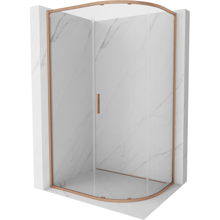 Mexen Exo-S kabina prysznicowa półokrągła rozsuwana 100 x 80 cm, transparent, miedź szczotkowana - 8131-100-080-65-00