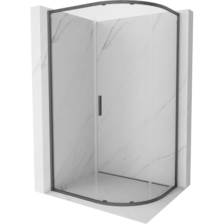 Mexen Exo-S kabina prysznicowa półokrągła rozsuwana 100 x 80 cm, transparent, gun gray szczotkowany - 8131-100-080-66-00
