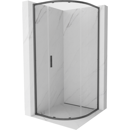 Mexen Exo-S kabina prysznicowa półokrągła rozsuwana 90 x 90 cm, transparent, gun gray szczotkowany - 8131-090-090-66-00