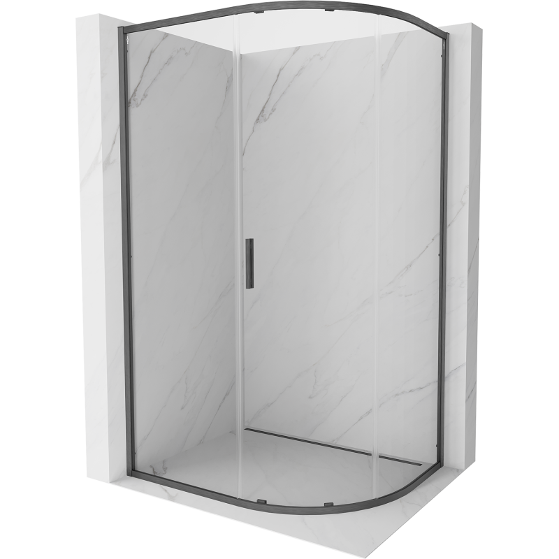 Mexen Exo-S kabina prysznicowa półokrągła rozsuwana 100 x 90 cm, transparent, gun gray szczotkowany - 8131-100-090-66-00
