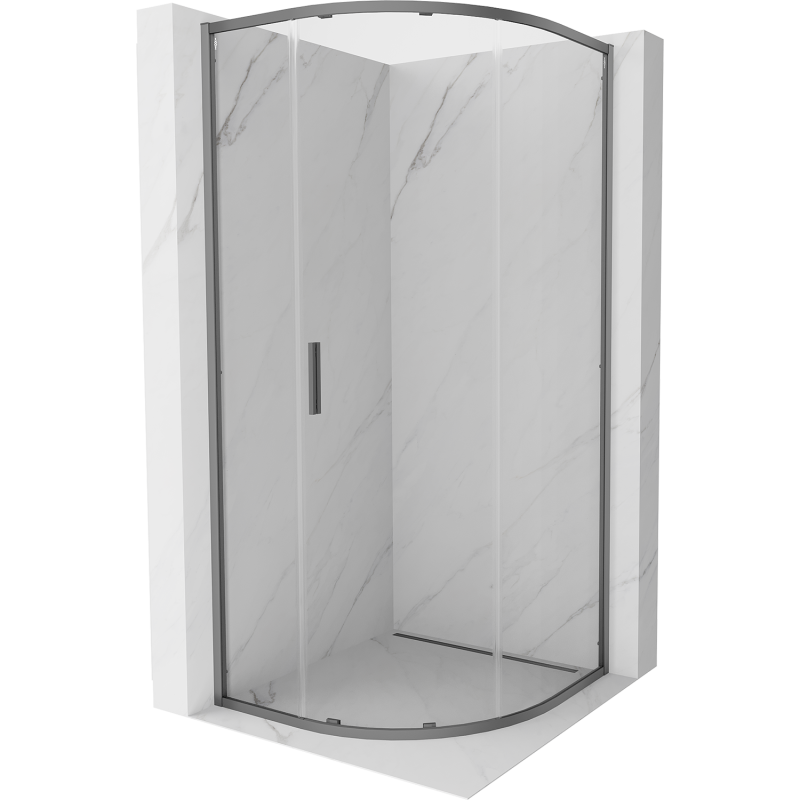 Mexen Exo-S kabina prysznicowa półokrągła rozsuwana 70 x 70 cm, transparent, gun metal - 8131-070-070-95-00