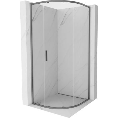 Mexen Exo-S kabina prysznicowa półokrągła rozsuwana 70 x 70 cm, transparent, gun metal - 8131-070-070-95-00