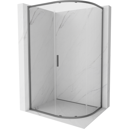 Mexen Exo-S kabina prysznicowa półokrągła rozsuwana 100 x 90 cm, transparent, gun metal - 8131-100-090-95-00