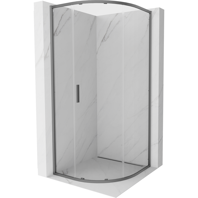 Mexen Exo-S kabina prysznicowa półokrągła rozsuwana 100 x 100 cm, transparent, gun metal - 8131-100-100-95-00
