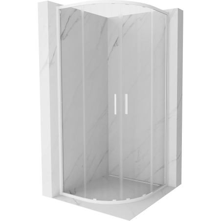 Mexen Exo-S Duo kabina prysznicowa półokrągła rozsuwana 80 x 80 cm, transparent, biała - 8132-080-080-20-00