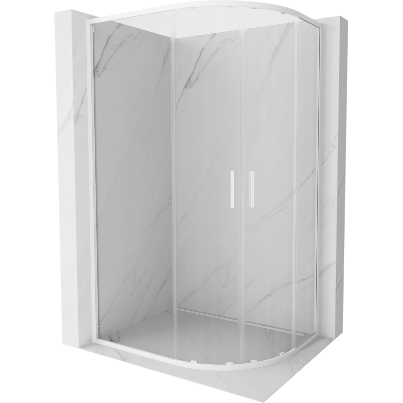 Mexen Exo-S Duo kabina prysznicowa półokrągła rozsuwana 100 x 80 cm, transparent, biała - 8132-100-080-20-00