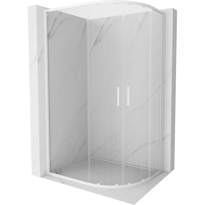 Mexen Exo-S Duo kabina prysznicowa półokrągła rozsuwana 120 x 80 cm, transparent, biała - 8132-120-080-20-00