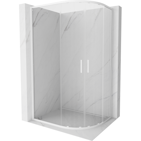 Mexen Exo-S Duo kabina prysznicowa półokrągła rozsuwana 100 x 90 cm, transparent, biała - 8132-100-090-20-00