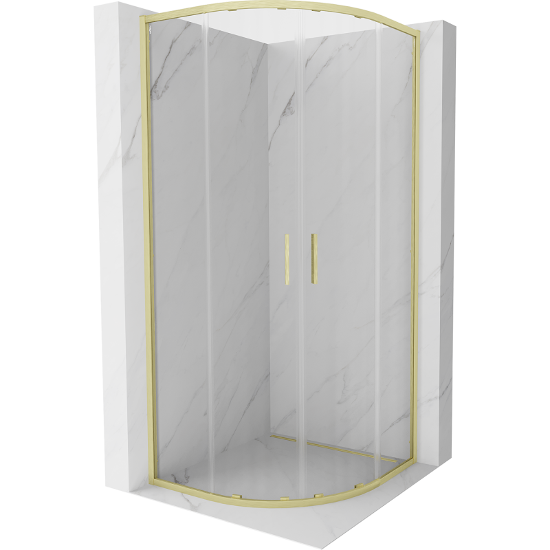 Mexen Exo-S Duo kabina prysznicowa półokrągła rozsuwana 80 x 80 cm, transparent, złota szczotkowana - 8132-080-080-55-00