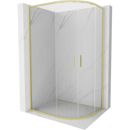Mexen Exo-S Duo kabina prysznicowa półokrągła rozsuwana 100 x 80 cm, transparent, złota szczotkowana - 8132-100-080-55-00