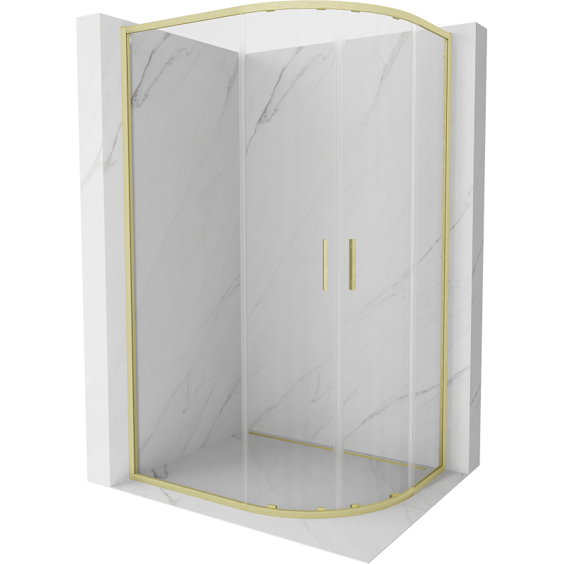 Mexen Exo-S Duo kabina prysznicowa półokrągła rozsuwana 120 x 80 cm, transparent, złota szczotkowana - 8132-120-080-55-00