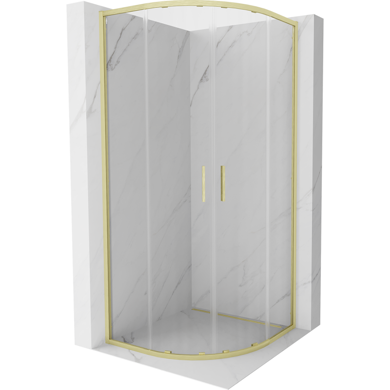 Mexen Exo-S Duo kabina prysznicowa półokrągła rozsuwana 90 x 90 cm, transparent, złota szczotkowana - 8132-090-090-55-00