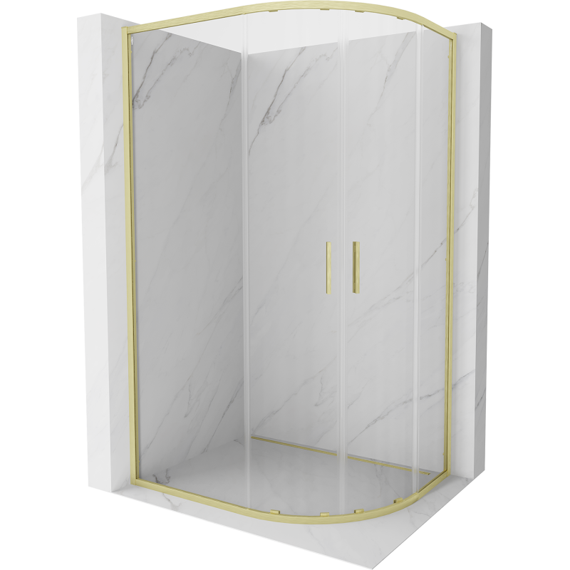 Mexen Exo-S Duo kabina prysznicowa półokrągła rozsuwana 120 x 90 cm, transparent, złota szczotkowana - 8132-120-090-55-00