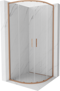 Mexen Exo-S Duo kabina prysznicowa półokrągła rozsuwana 90 x 90 cm, transparent, miedź szczotkowana - 8132-090-090-65-00