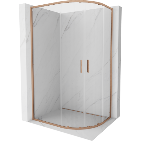 Mexen Exo-S Duo kabina prysznicowa półokrągła rozsuwana 100 x 90 cm, transparent, miedź szczotkowana - 8132-100-090-65-00