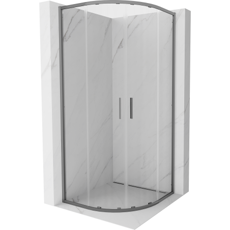 Mexen Exo-S Duo kabina prysznicowa półokrągła rozsuwana 80 x 80 cm, transparent, gun metal - 8132-080-080-95-00