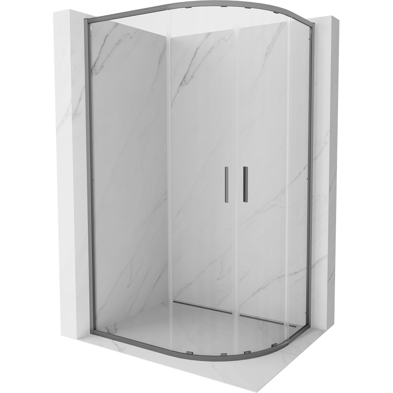 Mexen Exo-S Duo kabina prysznicowa półokrągła rozsuwana 90 x 80 cm, transparent, gun metal - 8132-090-080-95-00