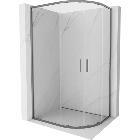 Mexen Exo-S Duo kabina prysznicowa półokrągła rozsuwana 100 x 90 cm, transparent, gun metal - 8132-100-090-95-00
