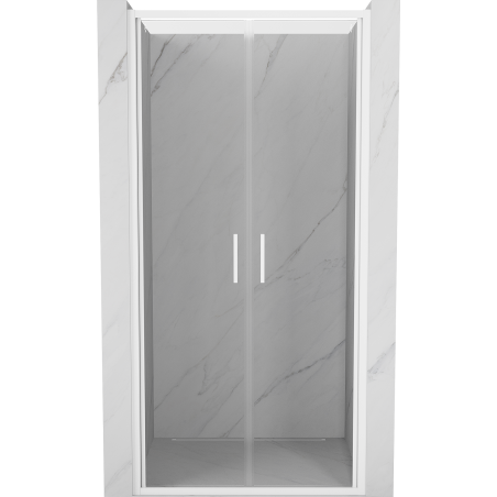 Mexen Exo-B Duo drzwi prysznicowe podwójne uchylne 90 cm, transparent, białe - 814-090-000-20-00
